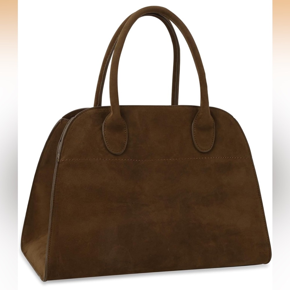 Elegant Brown Suede Large Handbag